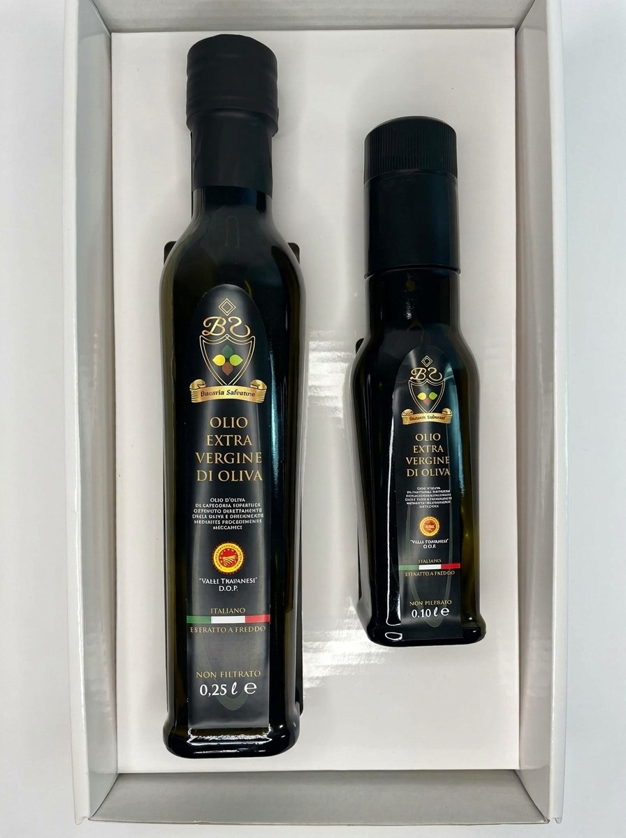 Confezione Assaggio Olio Extravergine di Oliva D.O.P. Valli Trapanesi 0,25 litri + 0,10 litri