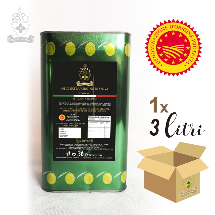 Olio Extravergine di Oliva D.O.P. Valli Trapanesi 3 litri (in latta)