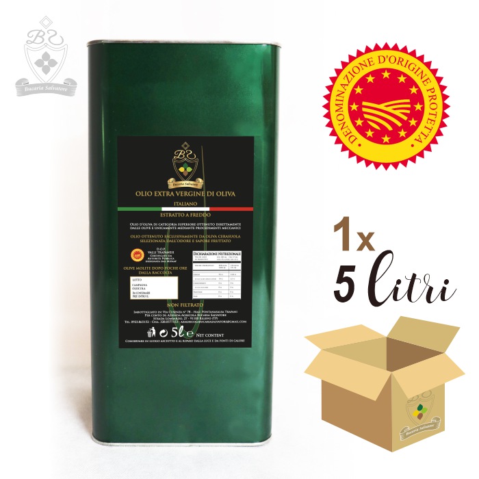 Olio Extravergine di Oliva D.O.P. Valli Trapanesi 5 litri (in latta)